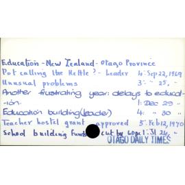 Education - New Zealand - Otago Province