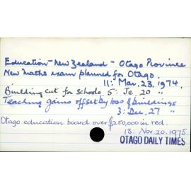 Education - New Zealand - Otago Province