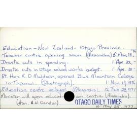 Education - New Zealand - Otago Province