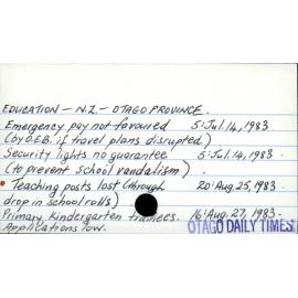 EDUCATION - N. Z. - OTAGO PROVINCE