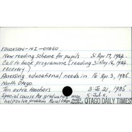 EDUCATION - N. Z. - OTAGO