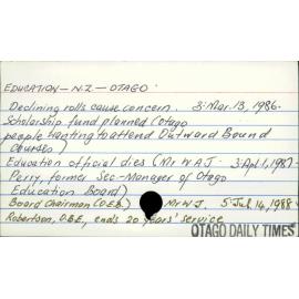 EDUCATION - N. Z. - OTAGO