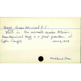 Begg, Rear Admiral V.C.