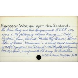 European War 1914-1918 - New Zealand