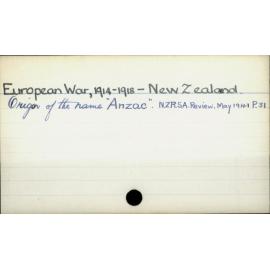 European War, 1914-1918 - New Zealand