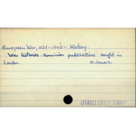 European War, 1939- 1945 - History