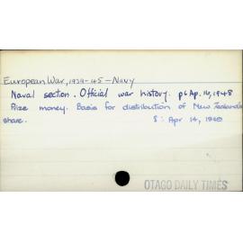 European War, 1939- 45 - Navy