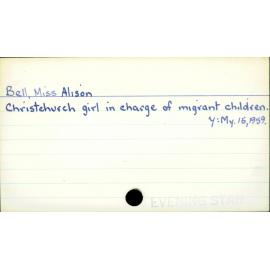 Bell, Miss Alison