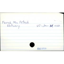Ford, Mrs Patrick