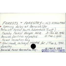 Forests and Forestry - New Zealand - Otago Province