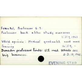 Fraenkel, Professor G.J.