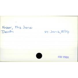 Fraer, Mrs Jane