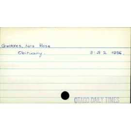 Geddes, Mrs Rose