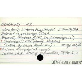 Genealogy - N.Z.