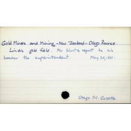 Gold Mines and Mining - New Zealand - Otago Province