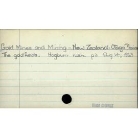 Gold Mines and Mining - New Zealand - Otago Province