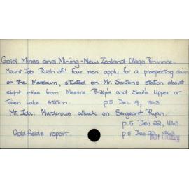 Gold Mines and Mining - New Zealand - Otago Province