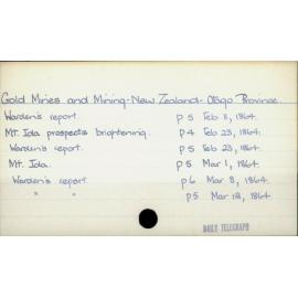 Gold Mines and Mining - New Zealand - Otago Province
