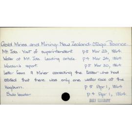 Gold Mines and Mining - New Zealand - Otago Province