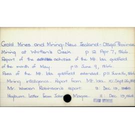 Gold Mines and Mining - New Zealand - Otago Province