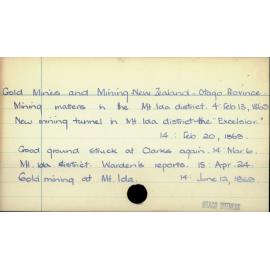 Gold Mines and Mining - New Zealand - Otago Province