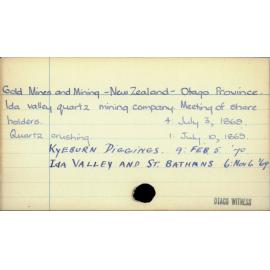 Gold Mines and Mining - New Zealand - Otago Province