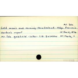 Gold Mines and Mining - New Zealand - Otago Province - Mt Ida