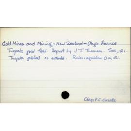 Gold Mines and Mining - New Zealand - Otago Province