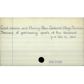 Gold mines and Mining - New Zealand - Otago Province