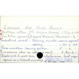 GORDON, HON. JOHN BOWIE