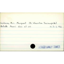 Graham, Mrs. Margaret (Te Wharetoa Tiniraupeka)