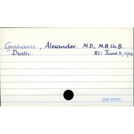 Grahame, ALexander. MD., M.B., CH.B.