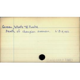 Green, Whata Te Puaha