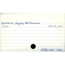Greenbank, Geoffrey Noel Townsend