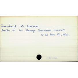 Greenfield, Mr. George