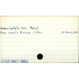 Greenhalgh, Mrs Beryl