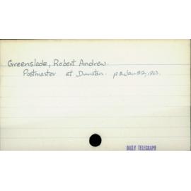 Greenslade, Robert Andrew.