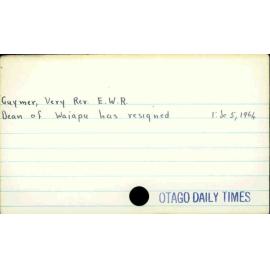 Guymer, Very Rev. E. W. R.