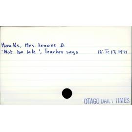 Hanks, Mrs. Lenore D.