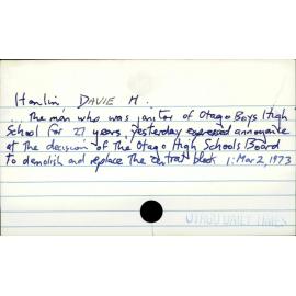 Hanlin, DAVIE H.