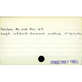 Hanlon, Mr. and Mrs. W.P.