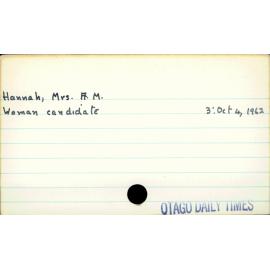 Hannah, Mrs. A. M.