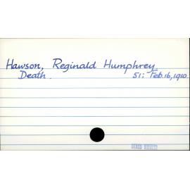 hawson, Reginald Humphrey