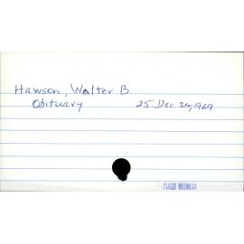 Hawson, Walter B.