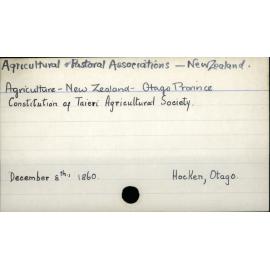 Agricultural & Pastorals Association - Otago Province