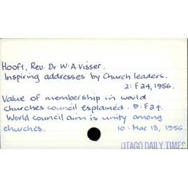 Hooft, Rev. Dr W. A. Visser