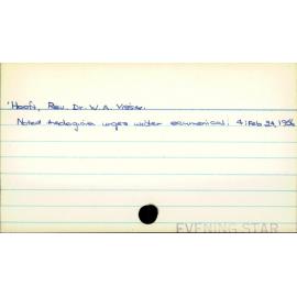 Hooft, Rev. Dr W. A. Visser