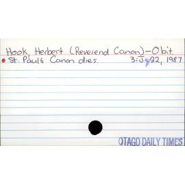 Hook, Herbert (Recerend Canon) - Obit
