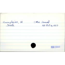 Humphries, H (Mrs James)