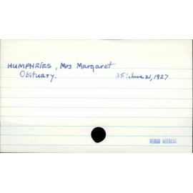 Humphries, Mrs Margaret